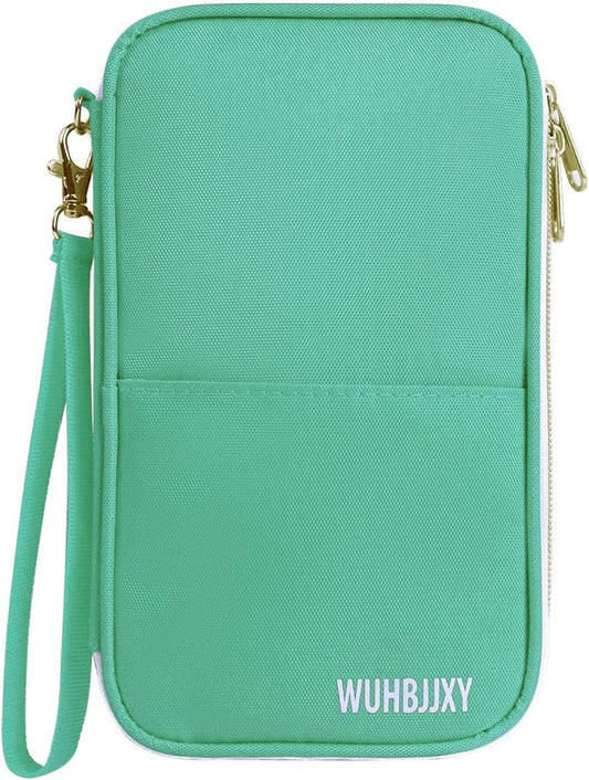 WUHBJJXY Multifunctional, Practical, RFID Family Passport holder, Travel wallet (green), Travel document manager, Passport...