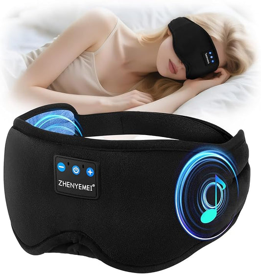Deep Sleep Mask with Bluetooth 5.4 Headphones - Blackout Sleeping Mask Side Sleeper Eye Masks Earphone Rechargeable Headba...