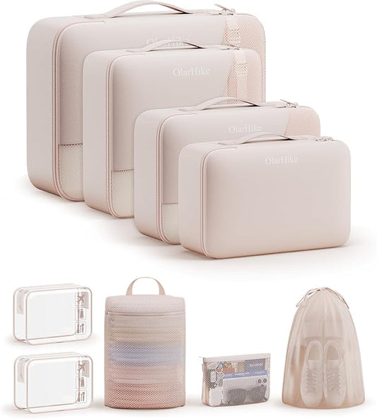 OlarHike Packing Cubes for Travel, Organizers for Suitcase, 11 set Beige
