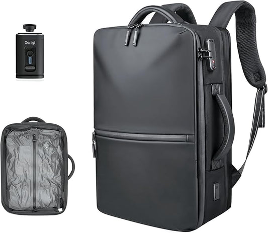 Zurligi Vacuum Seal Travel Backpack 60L or 70L – Expandable Vacuum Compression System with Pump, TSA Lock, Water-Resistant