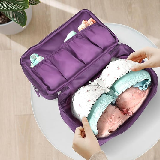 Travel Underwear Bra Organizer Bag, Large Capacity Travel Packing Organizer Waterproof Three Layer Packing Cube for Underw...