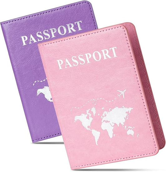 Honmein 2 Pcs Passport holders，Ultra Slim passport wallet，PU Leather Passport Cover for Women and Men…