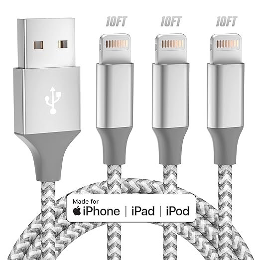 iPhone Charger 3pack 10FT Apple MFi Certified Long Lightning Cable Fast Charging High Speed Data Sync USB Cable Compatible...