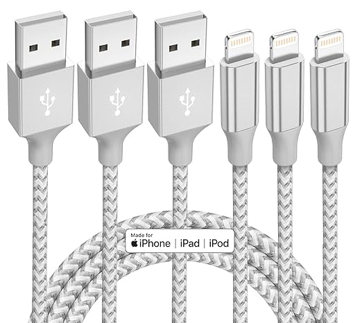 iPhone Charger 3 Pack 10 ft Apple MFi Certified Lightning Nylon Braided Cable Fast Charging Cord Compatible with iPhone 13...