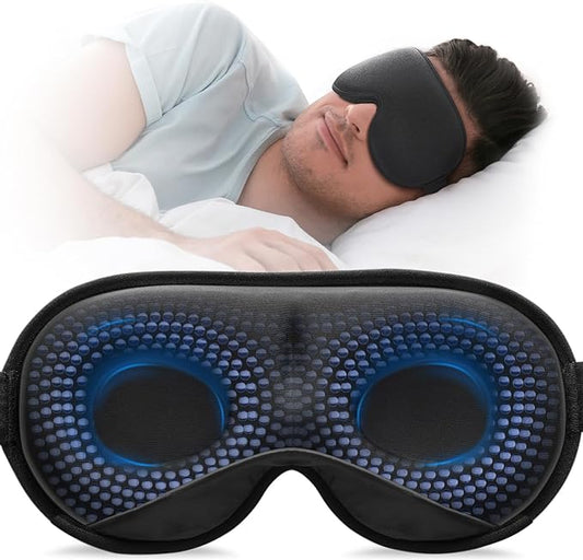 YFONG Weighted Sleep Mask, Women Men 3D Blocking Lights Sleeping Mask (4.2oz/120g), Pressure Relief Night Sleep Eye Mask w...