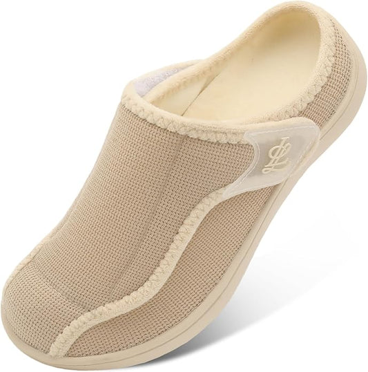 LeIsfIt Slippers for Women Extra Wide House Slippers Elderly Slip on House Shoes Non-Slip Indoor Outdoor Slipper Adjustabl...