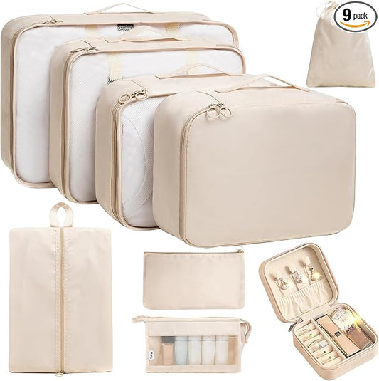 TRAILKICKER 9 Set Packing Cubes for Carry on Suitcase Travel Organizer Bags for Luggage Suitcase Organizer Bags Packing Cu...