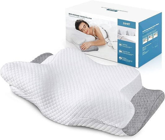 ZAMAT Adjustable Cervical Memory Foam Pillow, Odorless Neck Pillows for Pain Relief, Orthopedic Pillows for Sleeping with ...