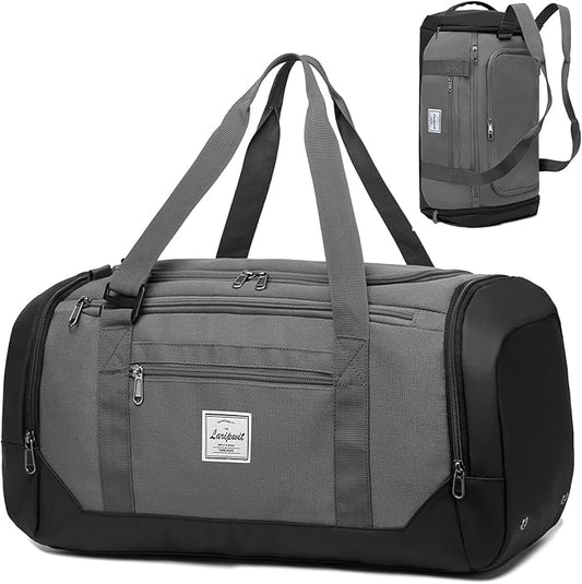 Laripwit Gym Bags for Men, 40L Medium Sports Travel Duffel Bag with Shoe Compartment & Wet Pocket Lightweight Gym Duffle B...