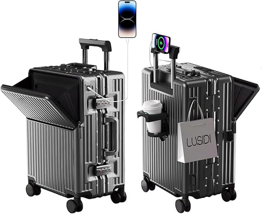 AIWEINY Zipperless Luggage, 22x14x9 Aviation Certified, Polycarbonate Aluminum Hardshell, Expandable Carry-On Luggage with...