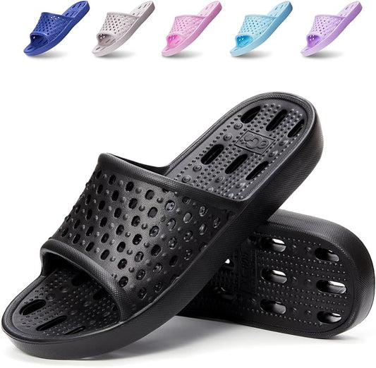 Xomiboe Shower Shoes Men Quick Drying Women Shower Sandals Non-Slip Comfortable House Slippers Bathroom Hotel Flip Flops S...