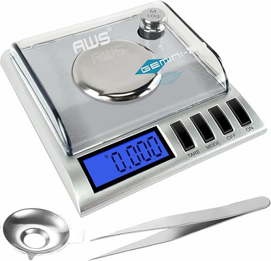AWS Gemini-20 Milligram Scale 20g x 0.001g–Digital Jewelry/Lab Scale for Powder, Gold, Gems – Includes Calibration Weight...