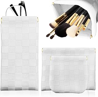 3PCS Small Makeup Bag for Women, Mini Cosmetic Bags Leather Pocket Pouch Purse,Snap Closure Waterproof Portable Bag,Checke...