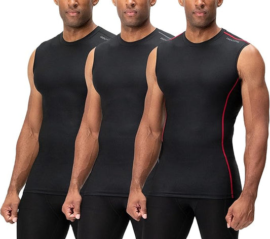 DEVOPS 3 Pack Men's Athletic Compression Shirts Sleeveless