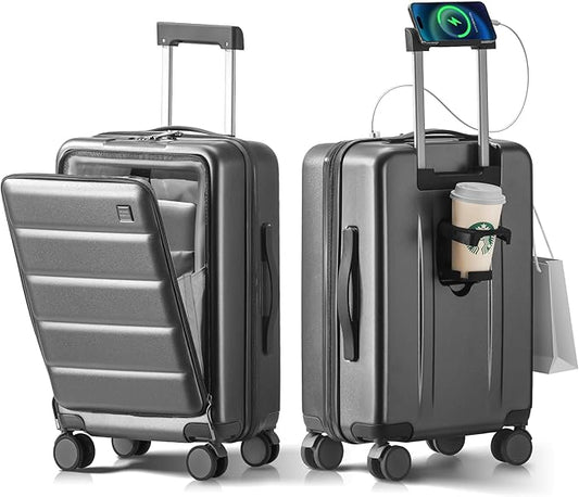 ISLAND ELEPHANT 20 IN Carry On Luggage 22x14x9 Airline Approved - Front Pocket Hardside Travel Suitcase Unbreakable -with ...