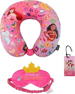 Disney Princess 3-Piece Neck Pillow Travel Set With Eye Mask & Luggage Tag