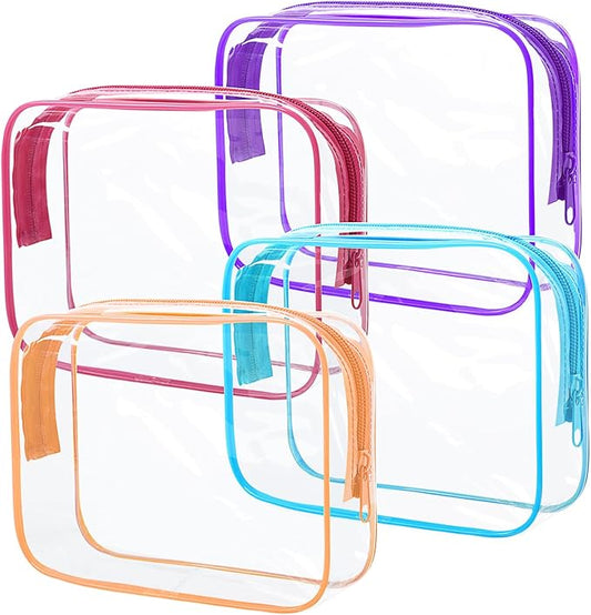 4Pack Clear Makeup Bags Waterproof Organizer Bags with Zipper Transparent Travel Cosmetic Bag TSA Approved Toiletry Bag Po...