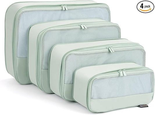 SOARSAIL 4 Set Compression Packing Cubes for Travel, Wrinkle-Resistant Memory Fabric Luggage Organizers, Lightweight Expan...