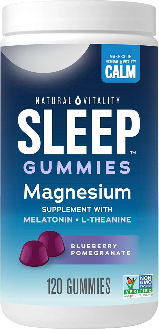 Natural Vitality SLEEP Gummies, Magnesium Supplement With Melatonin and L-Theanine, Vegan, Gluten Free, Helps the Body Eas...