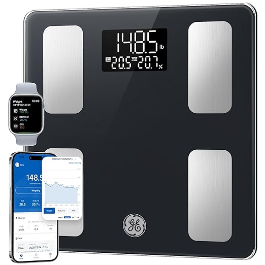 GE Smart Scale for Body Weight and Fat, Digital Bathroom Scales with LED Display BMI Body Fat - Bluetooth 13 Body Composit...