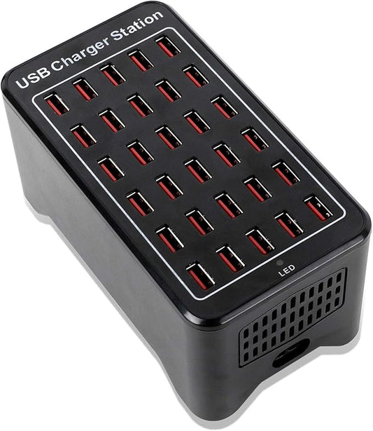30-Port Charger, USB Charger Station, USB Fast Charger, Smart Charging Recognition, Suitable for Travel, Family Gathering...