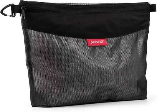pack all Water-resistant Material Zipper Pouch, Mesh Zipper Bags for Storage, Travel, Office (Black, Large)
