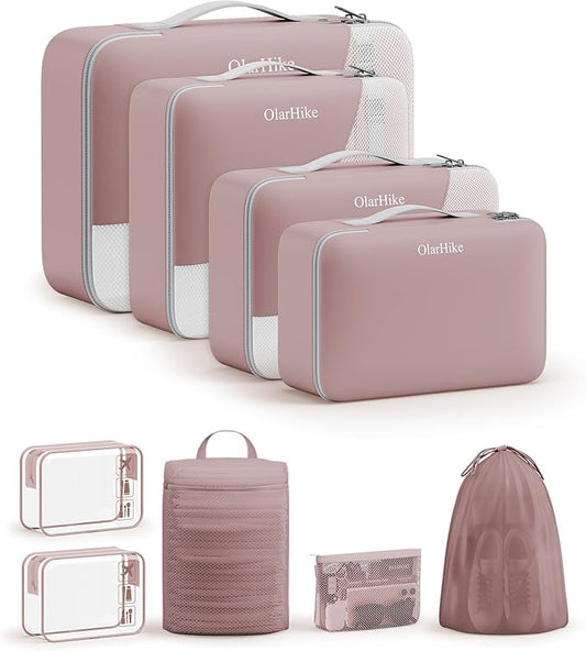 OlarHike Packing Cubes for Travel, Organizers for Suitcase, 11 set Light Coral Red