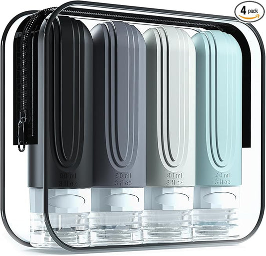 Mrsdry Travel Bottles for Toiletries, Tsa Approved 3oz Travel Size Containers BPA Free Leak Proof Refillable Liquid Silico...