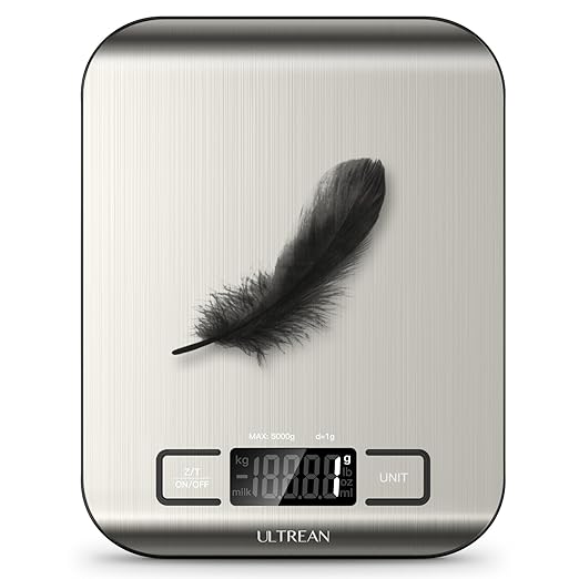 Ultrean Food Scale, Digital Kitchen Scale with LCD Display, Weight Grams and Ounces for Baking Cooking and Meal Prep, 6 Un...