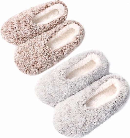 HUGSWEET Slipper for Women Men Thick Warm Fuzzy Slippers With Grips Indoor Cozy Fluffy Sherpa Lined Shoe Socks Non-Slip So...