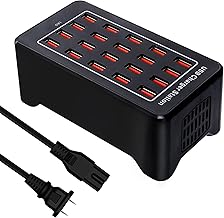 20-Port Desktop USB Charging Station - 100W Multi-Function Smart Charger for Smartphones, Tablets and More Devices