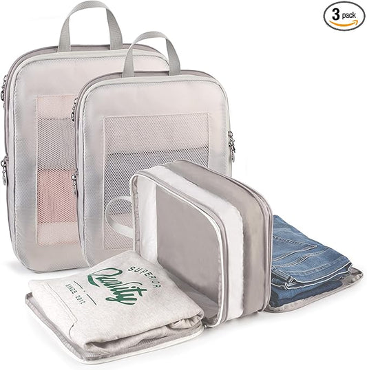 Expandable Double-Sided Compression Packing Cube，3 Set Lightweight Double Deck Organizer Bag Carry on Luggage Backpack Sui...
