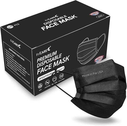 FriCARE Made in USA Disposable Face Masks, 4-Ply ASTM Level 3 Medical Grade, Breathable & Comfortable for Adult Daily Wor...