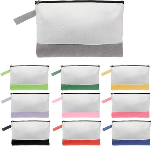 10 Pcs Cotton Canvas Makeup Bags, Blank DIY Craft Zipper Bags Pouches Multipurpose Travel Toiletry Pouch Pencil Case Stati...