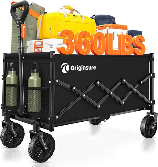 Originsure Collapsible Wagon Cart Foldable - Lightweight Portable Heavy Duty Folding Beach Wagons with Wheels - Outdoor Ut...