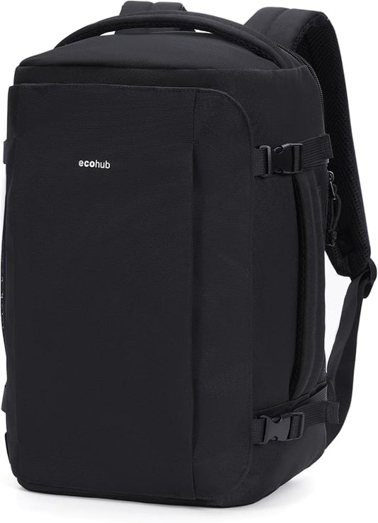 ECOHUB 40L Carry-On Travel Backpack, TSA-Friendly, Anti-Theft Water-Resistant Lightweight with 17.3″ Laptop Compartment, D...