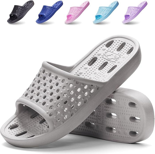 Xomiboe Shower Shoes Men Quick Drying Women Shower Sandals Non-Slip Comfortable House Slippers Bathroom Hotel Flip Flops S...