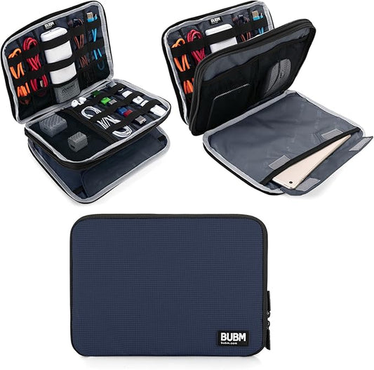 BUBM Double Layer Electronics Organizer, Travel Gadget Bag for Cables, Memory Cards, Flash Hard Drive and More, Fit for iP...
