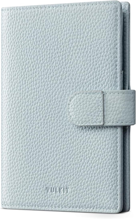 VULKIT Leather Passport Travel Wallet for 2 Passports Pocket Slim Double Passport Holder RFID Blocking with ID Window for ...