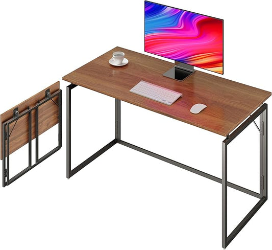 alawooder Folding Desk - 31.5" Wood Top Foldable Desk for Small Spaces | No Assembly Required Compact Desk for Home Offic...