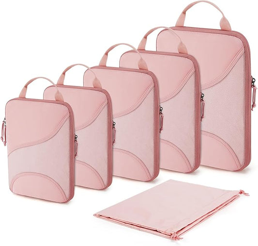 BAGSMART Compression Packing Cubes - 6 Set Travel Packing Cubes for Suitcases, Compression Suitcase Organizers with Shoe Bag