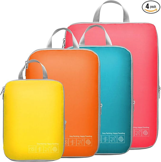 Cambond Compression Packing Cubes for Travel Women - 4 Pack Luggage Packing Organizers Bags Compression Cubes for Travel E...