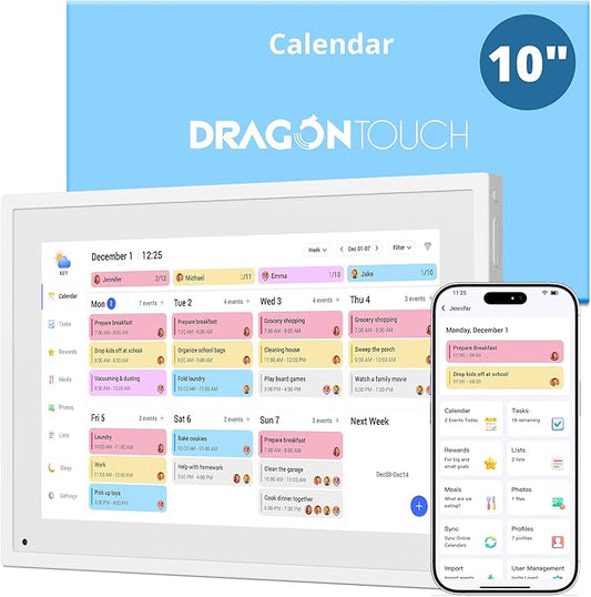 Digital Calendar Touch Screen 10 Inch, Electronic Calendar Chore Chart for Family Monthly/Weekly/Daily Planner, Smart Cale...