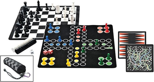 Outside Inside Backpack Board Games, Compact, Foldable, Magnetic, Travel Size for Camping and Travel