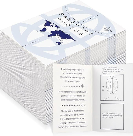 Humyoun 200 Pcs Thick Passport Photo Holder 5.31 x 3.54 Inches Passport Picture Folders with Compartment for 2 x 2 Print, ...