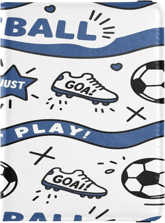 Football Sport Repeat Design Leather Passport and Vaccine Card Wallet Combo Travel Passport Wallet Passport Holder Combo w...