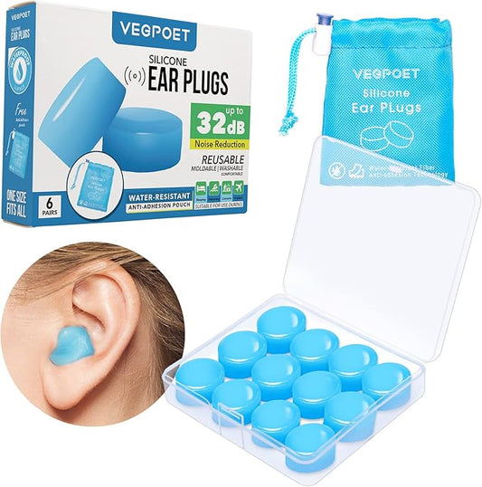 Ear Plugs for Sleeping - Vegpoet Reusable Moldable Silicone Earplugs Noise Cancelling Reduction for Concerts, Swimming, Sh...