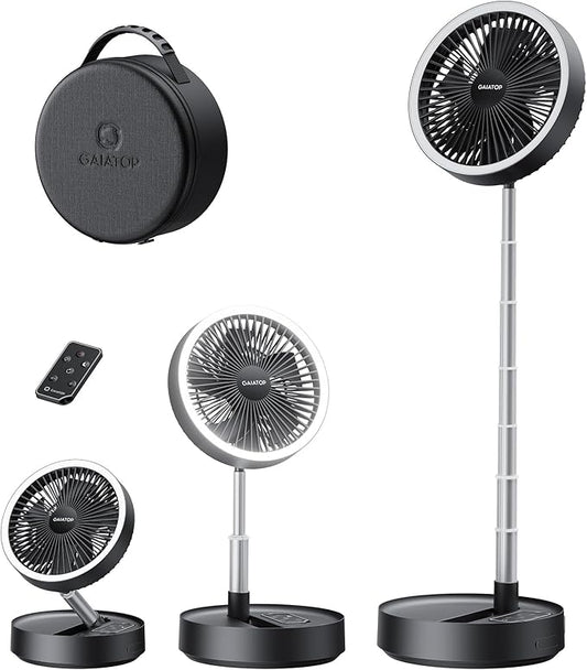 Gaiatop Portable Pedestal Fan 16000mAh Battery [Max 74h Runtime], Foldable Oscillating Standing Fan, Collapsible Desk Fan...