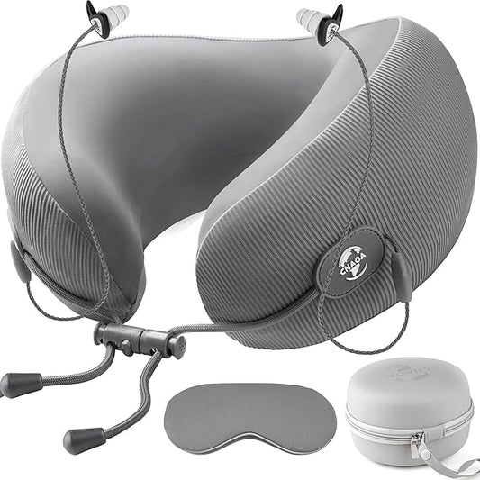 CNAOA Travel Pillow for Airplanes, Neck Pillow eases Neck and Shoulder Pain on Long Flights, Adaptive Memory Foam Sleep Su...