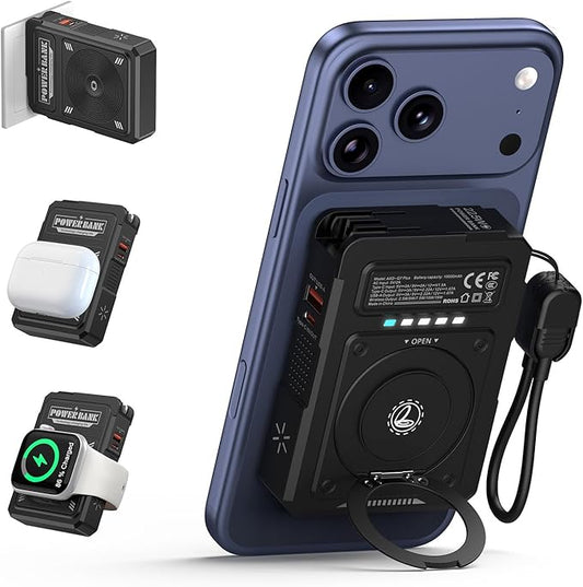 ummz for Magsafe Battery Pack 10000mAh,5-in-1 Magnetic Portable Charger with Wall Plug, Wireless Power Bank for Apple Watc...